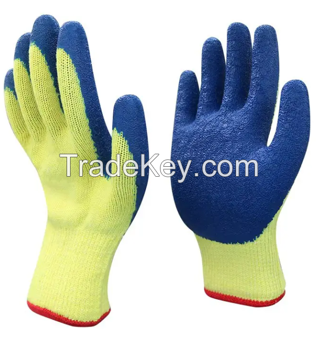 Protective gloves Latex impregnated semi-hanging rubber coated palm rubber wrinkle anti-slip wear protective gloves