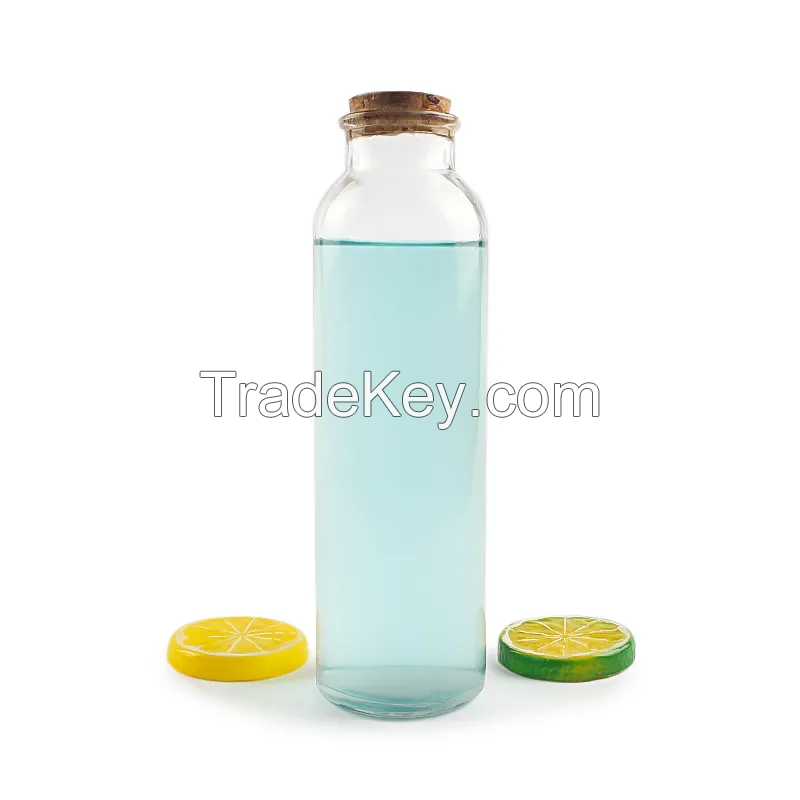 Factory Wholesale 350ml 500ml Clear Tall Round Shape Coffee Juice Milk Tea Beverage Glass Bottle with Metal Lid or Cork