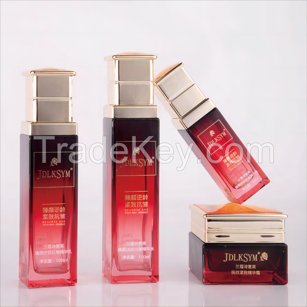 Luxury Red Empty Glass Cosmetic Packaging Cream Jar glass bottle glass jar