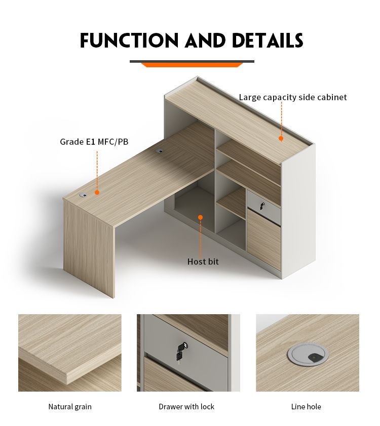 1.5m Office Staff Table Financial Desk Side Cabinet