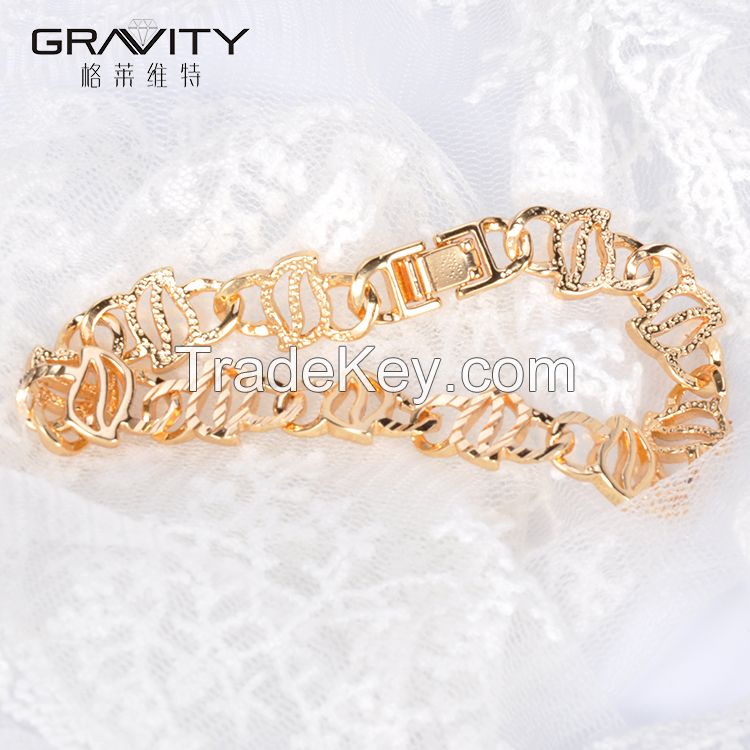 Shenzhen Gravity fashion simple design jewelry handmade 22k gold plated charm bracelet