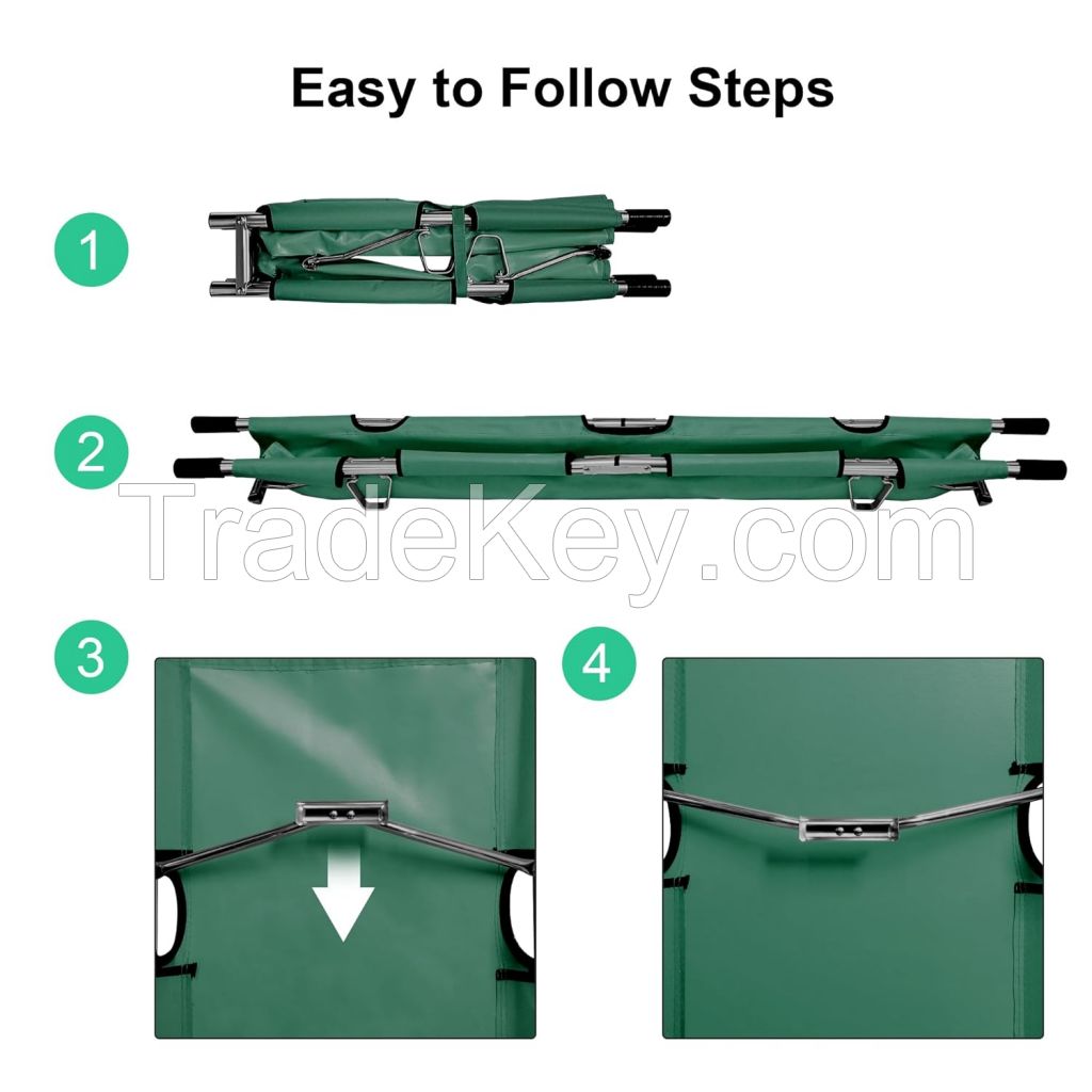 Folding Stretcher for Medical Emergency with Heavy Duty Handles