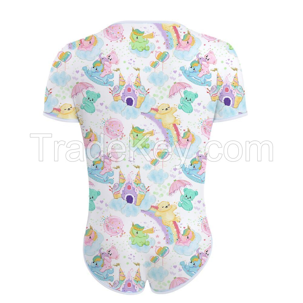 Adult Baby Onesie ABDL Diaper Bodysut Sissy Snap Crotch Pajamas little Bear Shirt