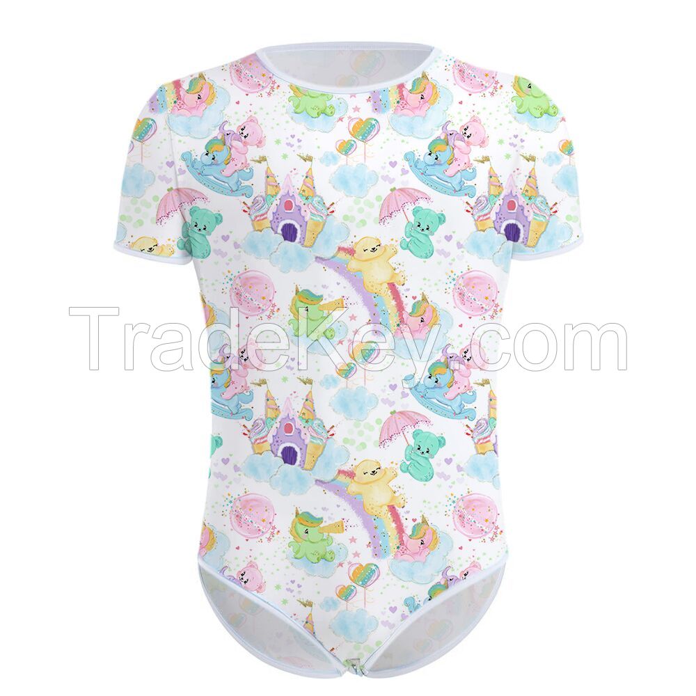 Adult Baby Onesie ABDL Diaper Bodysut Sissy Snap Crotch Pajamas little Bear Shirt