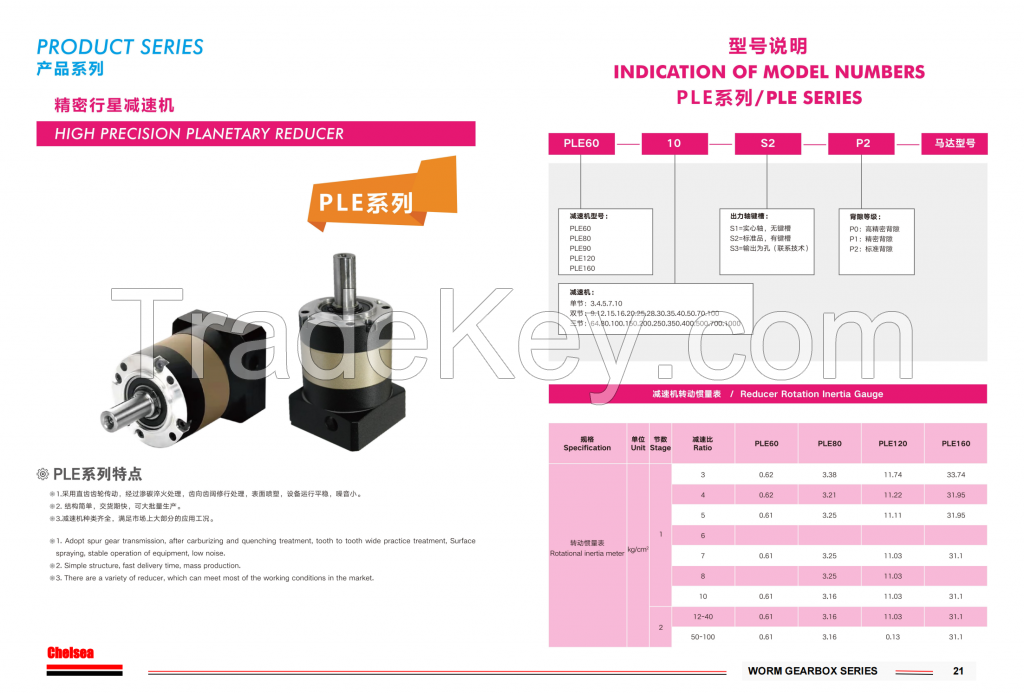 PLE80 High Precision Planetary Gearbox 19mm Input and 20mmOutput Shaft Ratio 4:1 to 100:1 Compact Low Backlash Gear Reducer for CNC Robotics and Automation