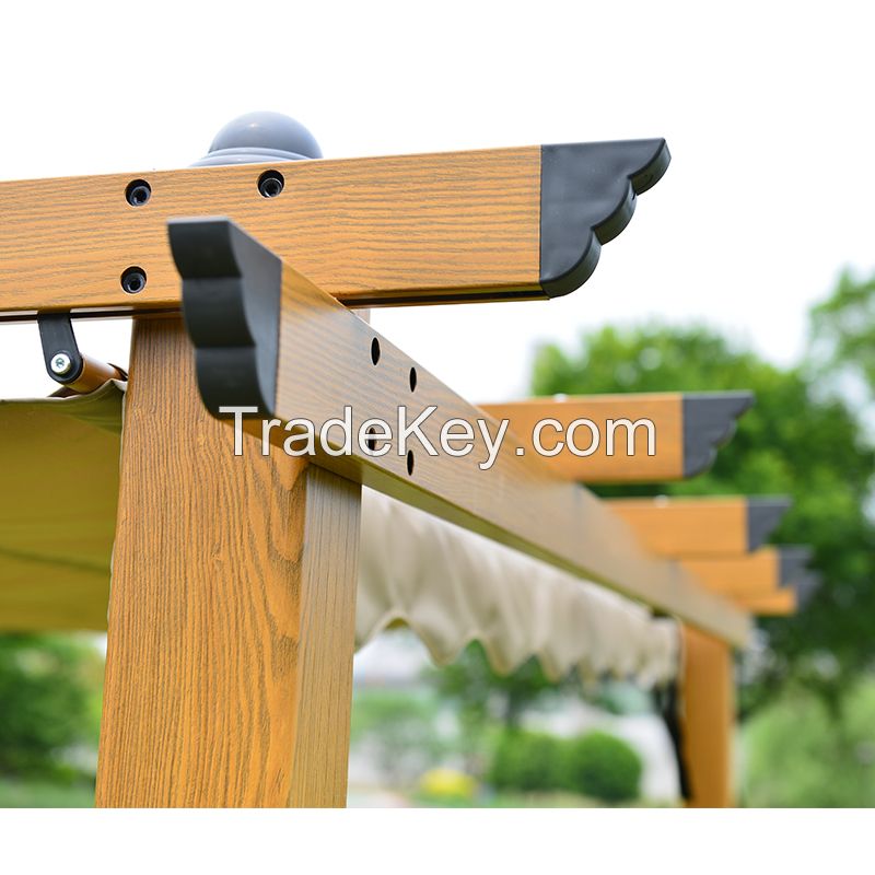 Patio Retractable Pergola Canopy, Backyard Shade Shelter for Deck, Porch Party, Garden, Grill Gazebo