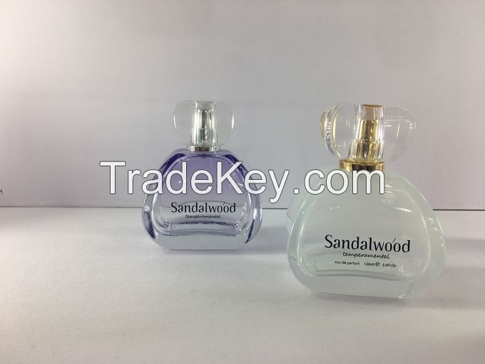 Unique Shape 110ml Luxury Perfume Bottles Transparent Color Surlyn Cap