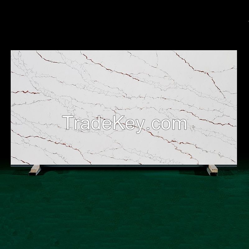 Cheap Price Supplier Polished 3.2m 1.6m Artificial Calacatta Stone Gold Modern Quartz Big Slab For Hotel