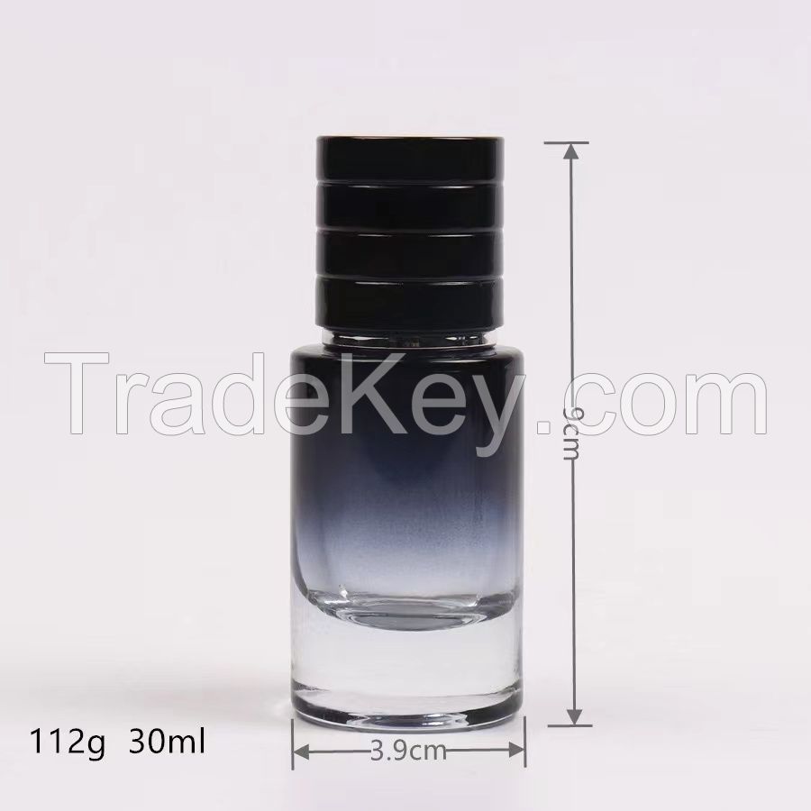 round gradient color card mouth perfume bottle with metal sprayer pump cap