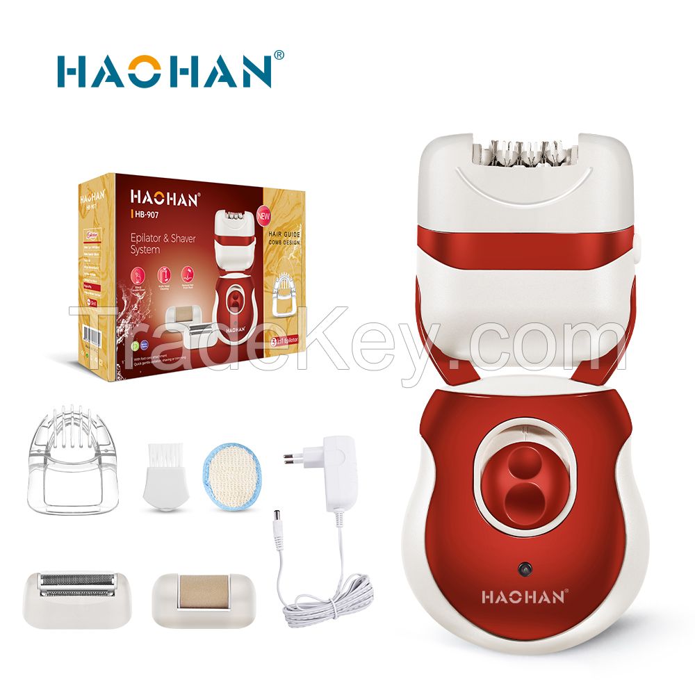 Haohan HB-907 3 in 1 USB/Adaptor Lady Epilator Red