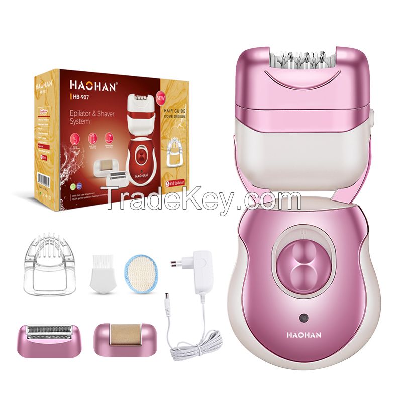 Haohan HB-907 3 in 1 USB/Adaptor Lady Epilator Electroplate Pink