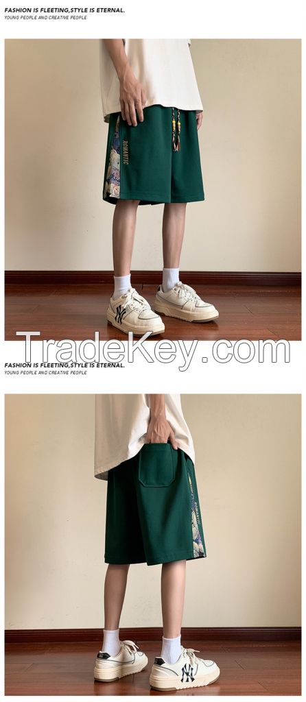 China High Street Embroidery Casual Shorts Men's Summer 2024 New Trendy Brand Design Sense Plus Size Sports One fifth Pants