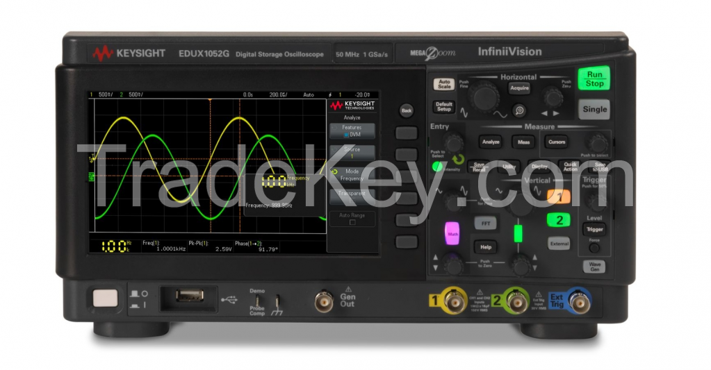 EDUX1052G Oscilloscope: 50 MHz, 2 Analog Channels, with a Built-in Waveform Generator