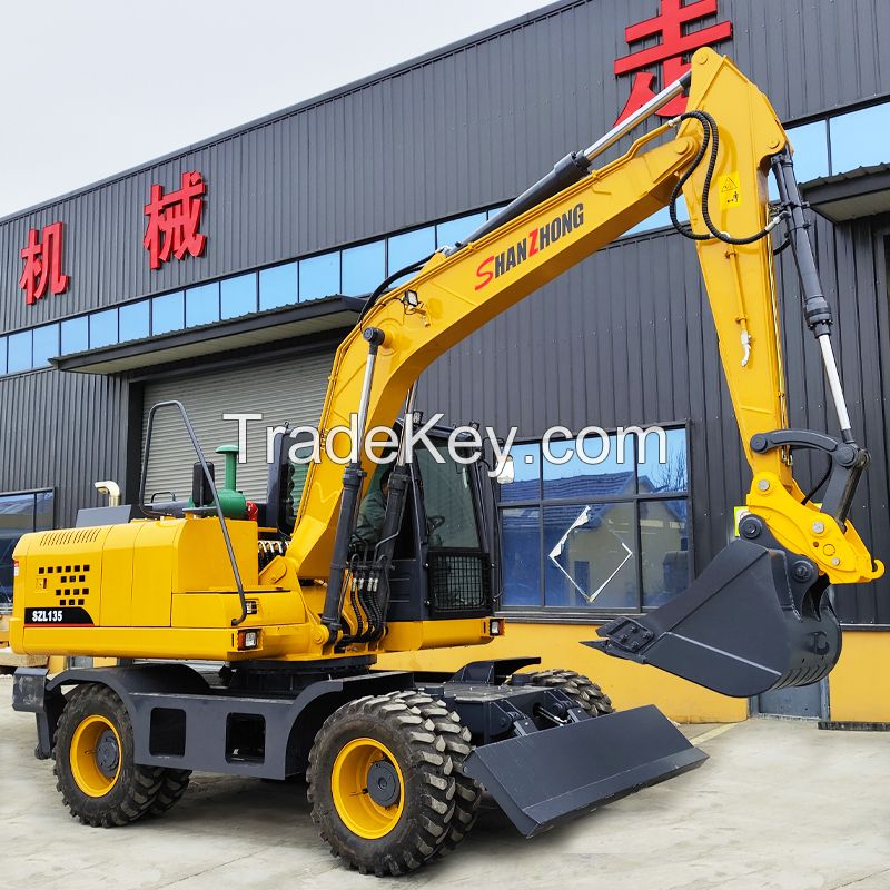 Earth-moving machinery medium-sized digger 13ton SZL135 hydraulic wheel excavator with best price