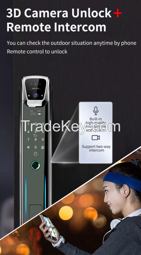 SZMYQ Tuya Smart Door Lock with Camera WiFi 3D Full-Automatic Face Recognition &amp; Video Intercom Smart Lock