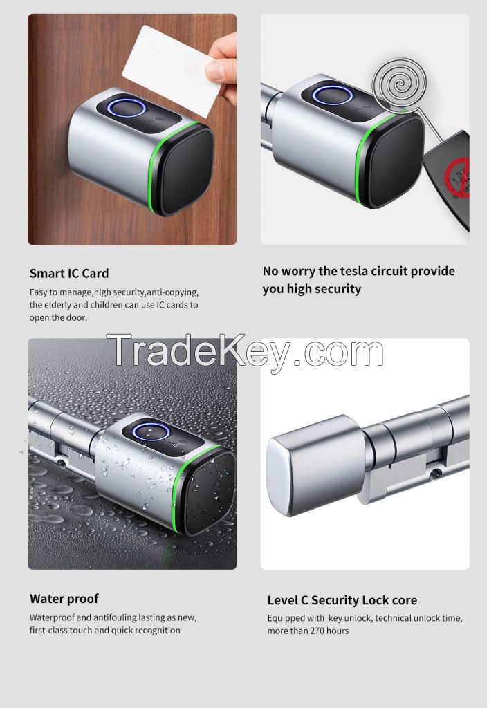 SZMYQ Tuya WiFi Smart Door Lock Keyless Smart Cylinder Door Lock (Fingerprint type)