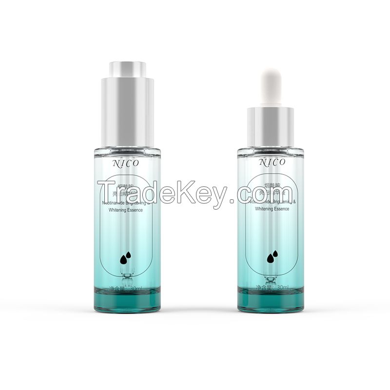 30ml Serum Press Button Dropper Glass Bottle with Light Blue Gradient Spray Color - Model YB030051