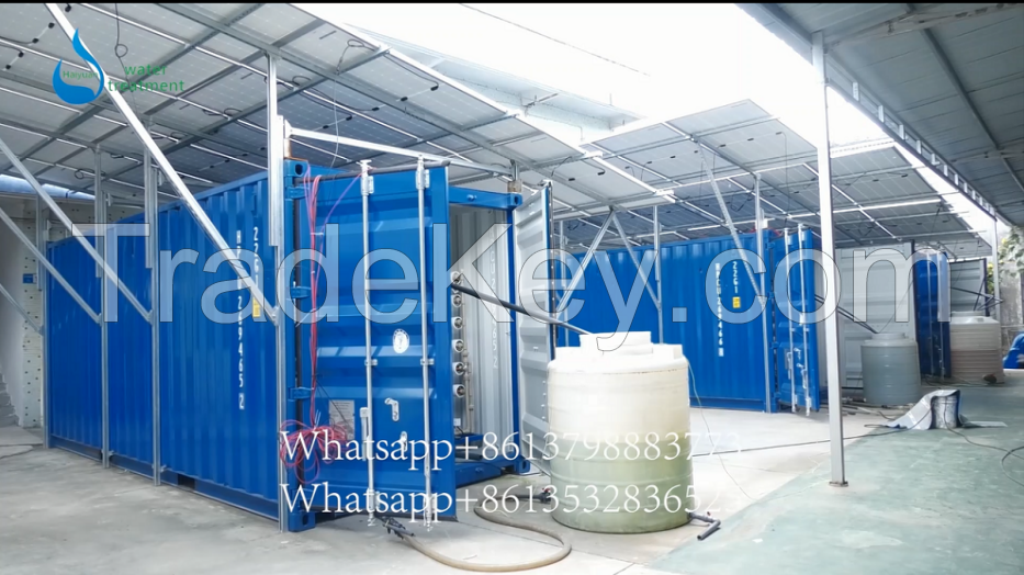 Solar Powered Mobile Containerized Swro Well Sea Water Seawater Desalination System Price Industrial RO Reverse Osmosis Mineral Drinking Water Treatment Plant