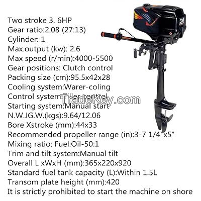 Trolling Motor, Outboard Motor Propeller Machine,Two Stroke, Short/long Shaft, Hand Pull Engine, Marine Engines, for Dinghies, Fishing Boats Kayak Fishing Boats