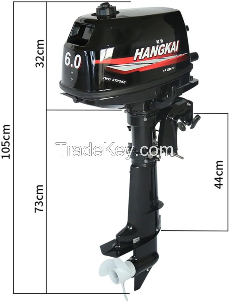 Outboard Motor,2 Stroke Electric Outboard Trolling Motor 6HP Outboard Engine Electric Motor 4.4W Boat Engine 4500-5500 rpm for Dinghies, Fishing Boats Kayak Fishing Boats