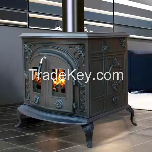 Factory Price Home Decoration Classical Matt Black Freestanding Cast Iron Wood Burning Stoves