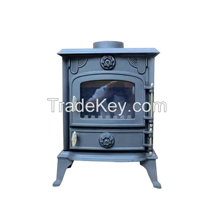 Modern indoor cast iron  wood burning fireplace 8kw cast iron wood stove