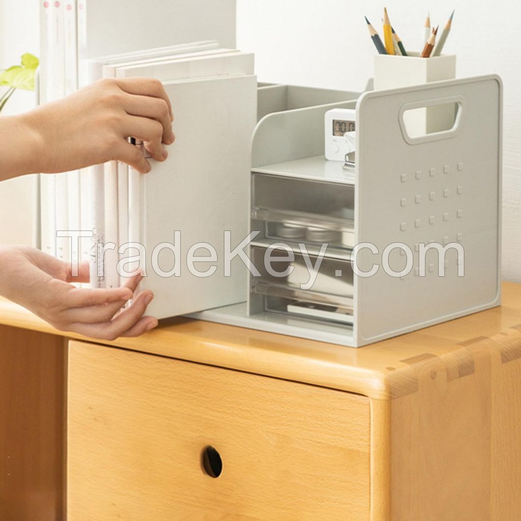 Plastic Desktop Bookshelf With Drawer