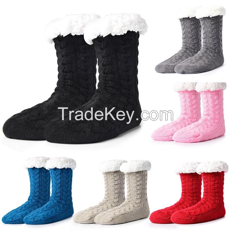 Mid Tube Fleece Non Slip Floor Socks