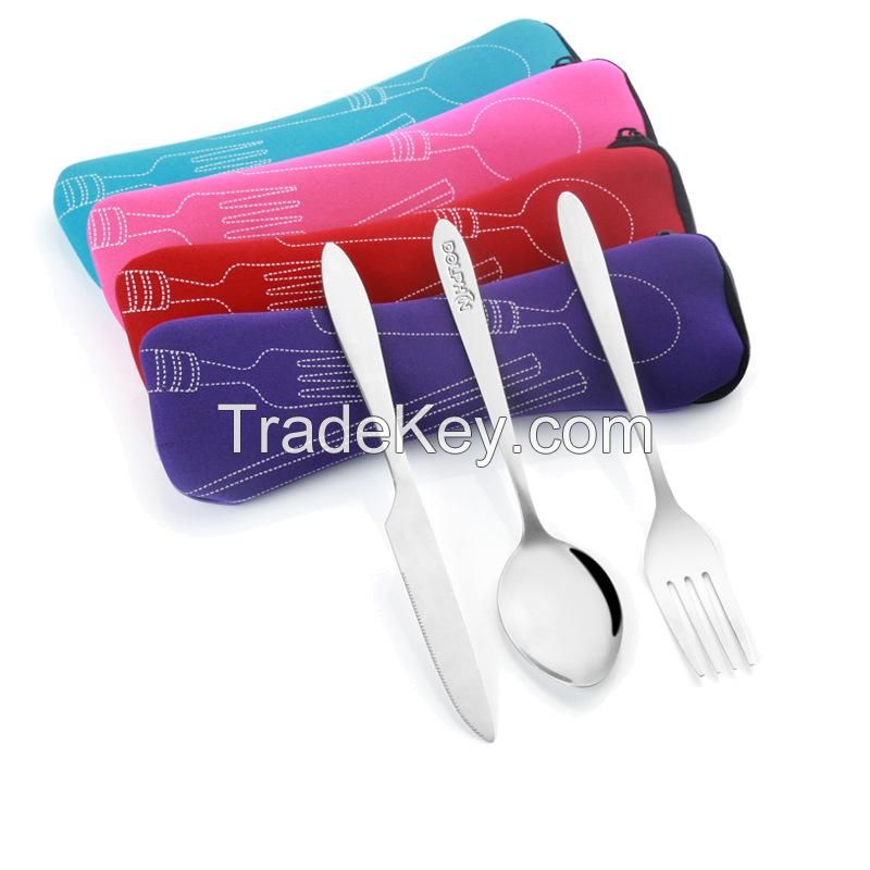 3 Pcs Camping Utensil Set With Neoprene Case