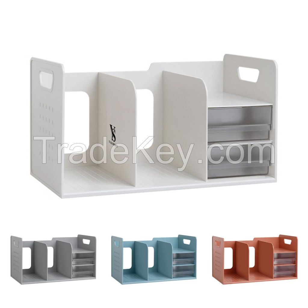 Plastic Desktop Bookshelf With Drawer