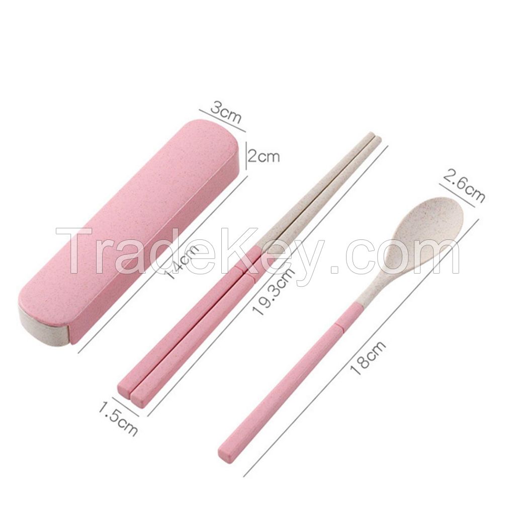 2 Pcs Wheat Straw Travel Cutlery Set