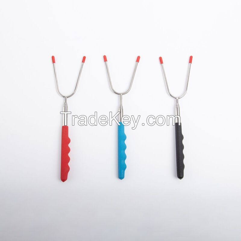 U Shaped Telescopic BBQ Fork With PVC Handle