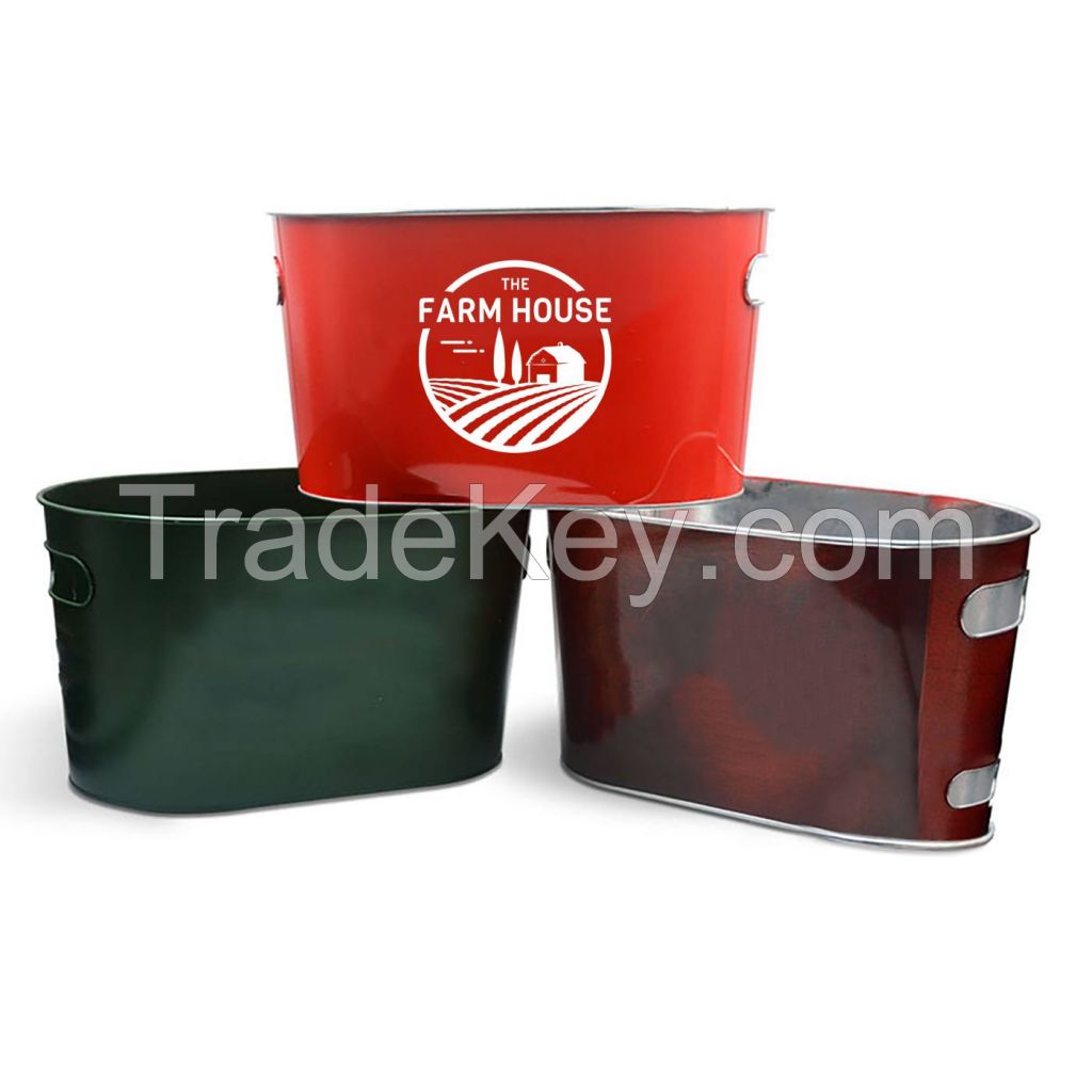 10L Oval Galvanized Metal Beer Bucket