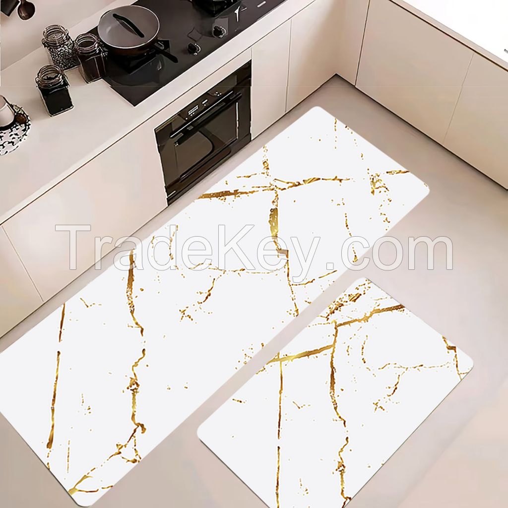 2 pcs of Marble patterns pu anti-fatigue kitchen mats