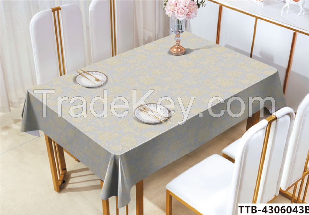  Luxurious Shimmery Fabric Tablecloth for Formal Dining, Holiday, Wedding or Party, 60" x 102", Silver