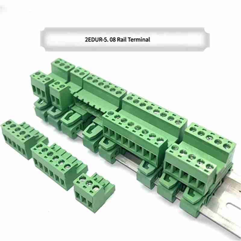 Rail-mounted Terminal Block, 2EDG-UKR-5.08 Plug-and-Socket Type, Weldless Butt-Joint, Matched with 35/15MM Leg Rail for Plugging and Unplugging 