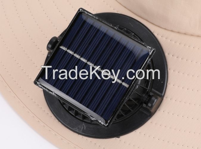 Solar Fan Sun Hat with Neck Cape - Wide Brim Fishing & Hiking Cap