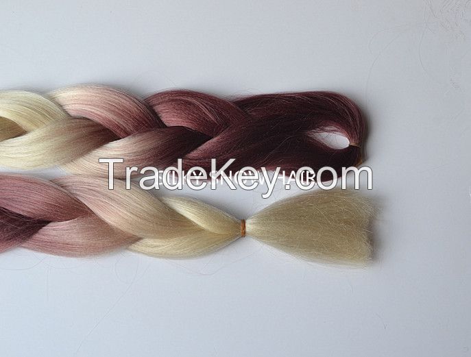 folded length 24 inch extra long ombre kanekalon jumbo braid synthetic hair