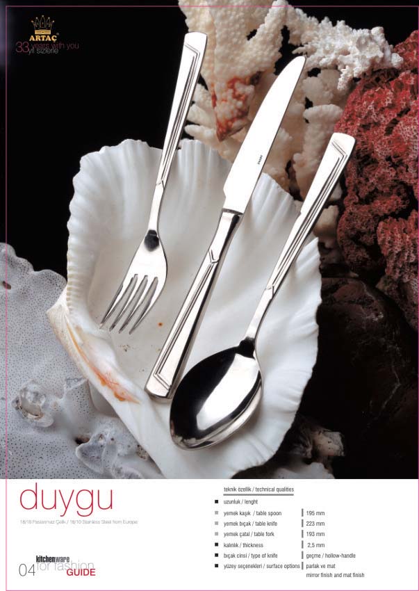 DUYGU stainless steel flatware model.