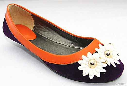 latest ladies pu flat boat shoes