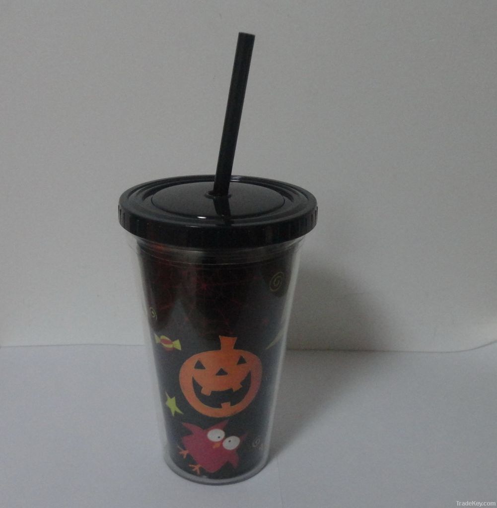 16oz Plastic Double wall tumbler