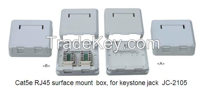 2-port Cat5E RJ45 connection Box Dual port surface mount box