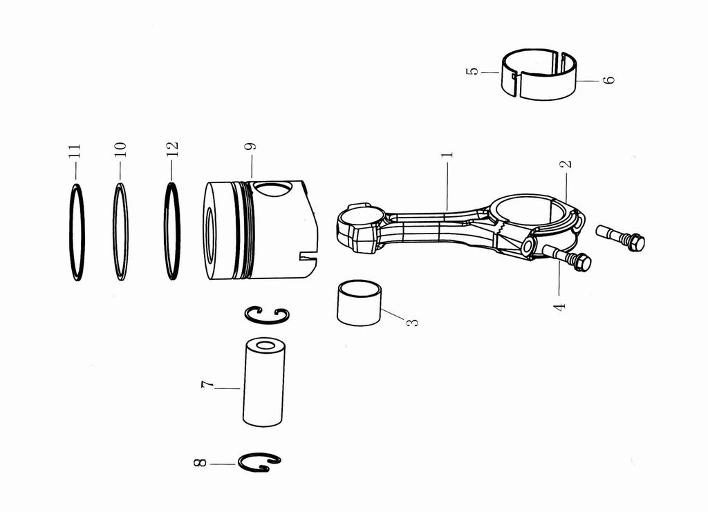 Piston and connecting Rod is applicable for EGR weichai engine, howo