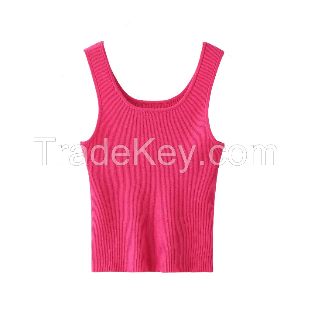 2026 Lady's Tank Top Solid-color knitted versatile piece