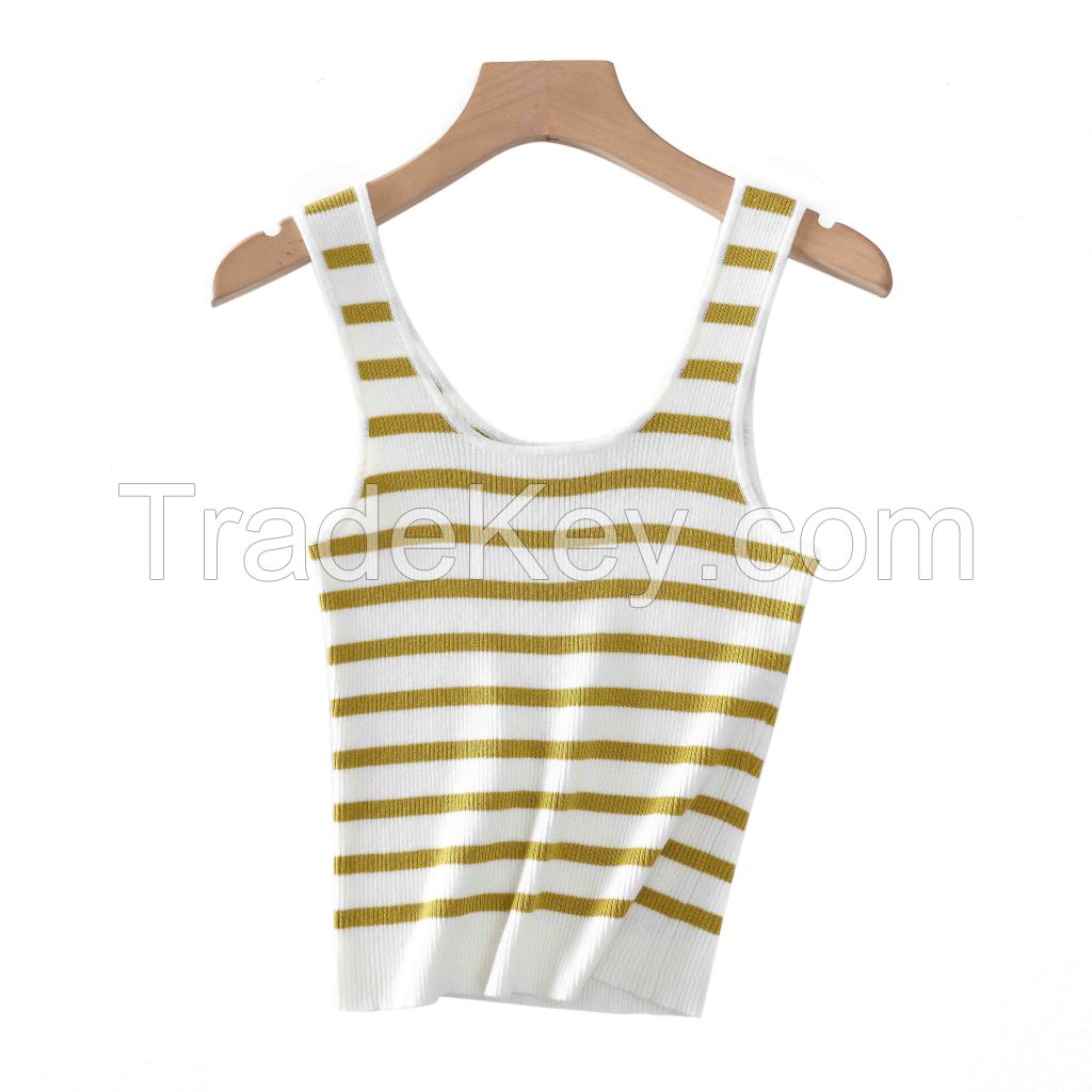 2026 Lady's Tank Top Striped Contrasting Color Style