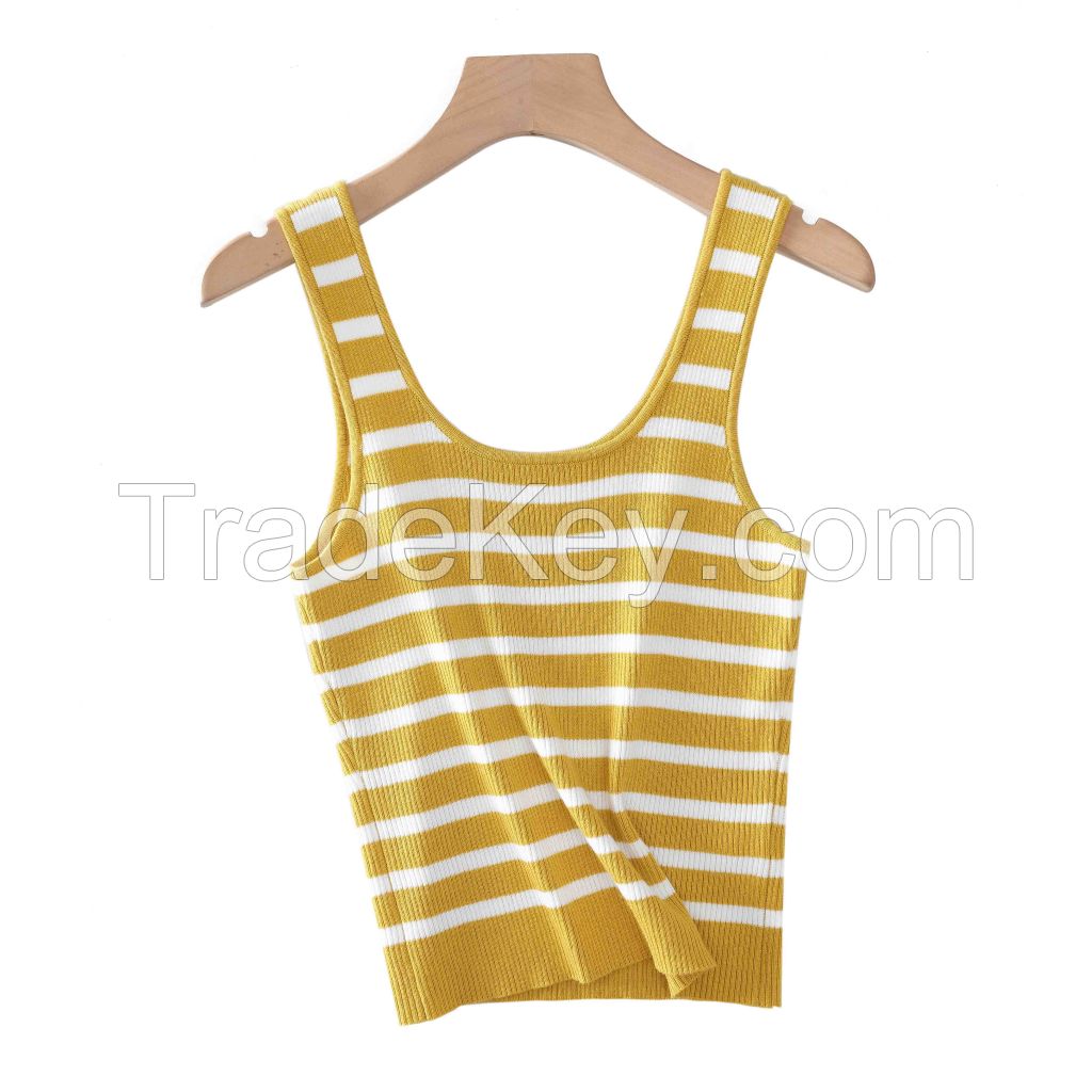 2026 Lady's Tank Top Striped Contrasting Color Style