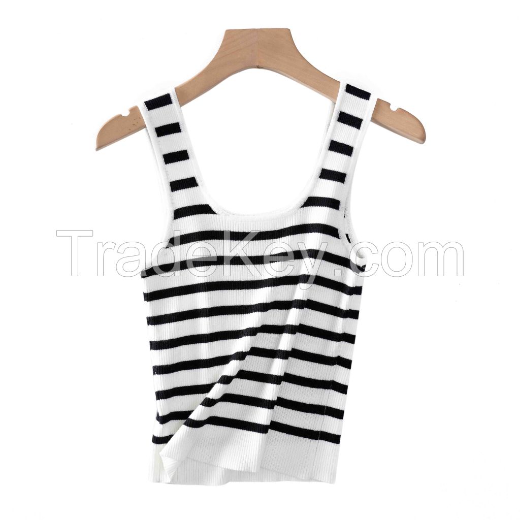 2026 Lady's Tank Top Striped Contrasting Color Style