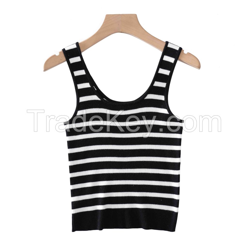 2026 Lady's Tank Top Striped Contrasting Color Style
