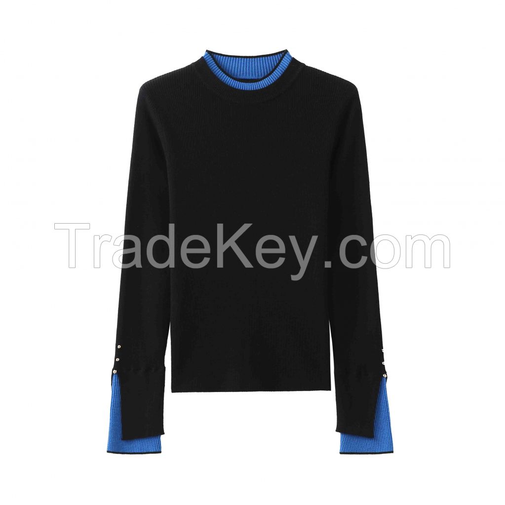 2026 Lady's Woollen Sweater Faux two-piece top