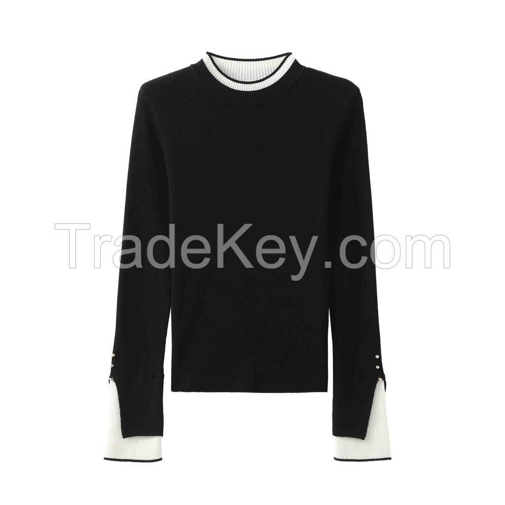 2026 Lady's Woollen Sweater Faux two-piece top